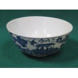 JAPANESE(?) BLUE AND WHITE GLAZED CERAMIC BOWL,