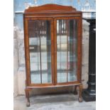 TWO DOOR MAHOGANY GLAZED GLASS FRONTED DISPLAY CABINET