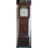 18th/19th CENTURY MAHOGANY CASED LONGCASE CLOCK WITH HANDPAINTED, GILDED AND ENAMELLED DIAL,