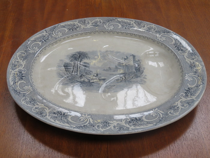 TRANSFER DECORATED VICTORIAN OVAL TURKEY ASHETTE, STAMPED FERNYHOUGH, DEANE STREET,