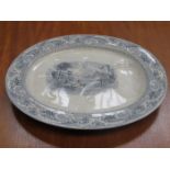 TRANSFER DECORATED VICTORIAN OVAL TURKEY ASHETTE, STAMPED FERNYHOUGH, DEANE STREET,