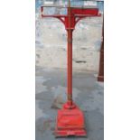 SET OF PAINTED CAST IRON BALANCE BEAM FLOOR SCALES BY BERRY & WARMINGTON LTD, THE WEIGHWELL WORKS,