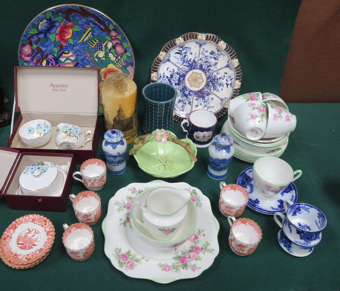 SUNDRY CERAMICS INCLUDING COPELAND SPODE, AYNSLEY, SYLVAC, BLUE & WHITE CHINA,