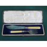 CASED PAIR OF HALLMARKED SILVER FISH SERVERS,