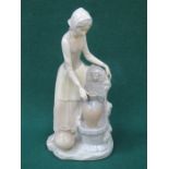 NAO GLAZED CERAMIC FIGURE OF A WATER CARRIER.