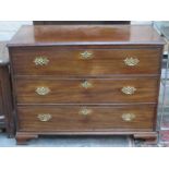 ANTIQUE MAHOGANY CHEST OF THREE DRAWERS