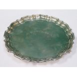 HALLMARKED SILVER WAVE EDGED SALVER BY WALKER & HALL, WITH INSCRIPTION RELATING TO THE BIBBY LINE,