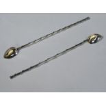 PAIR OF CONTINENTAL SILVER COLOURED MIXING/SIPPING SPOONS