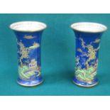 PAIR OF CARLTONWARE HANDPAINTED AND GILDED CERAMIC VASES WITH ORIENTAL SCENES,