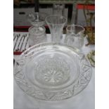MIXED LOT OF GLASSWARE INCLUDING BOWL, VASES, ETC.