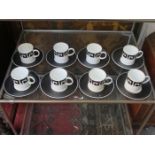 SET OF SIX WEDGWOOD SUSIE COOPER KEYSTONE COFFEE CANS WITH SAUCERS