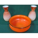 DECORATIVE ORANGE GLASS BOWL, POSSIBLY AUSTRIAN,