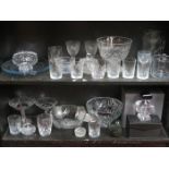 PARCEL OF GLASSWARE INCLUDING WATERFORD BOWL, PERFUME DECANTER, ETC.