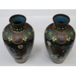 PAIR OF SMALL CLOISONNE VASES (AT FAULT)