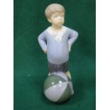 ROYAL COPENHAGEN GLAZED CERAMIC OF A BOY WITH A BEACH BALL, NUMBER 3542.