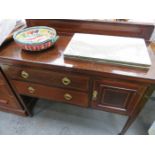 EDWARDIAN INLAID MAHOGANY TWO DRAWER WASHSTAND