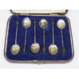 CASED SET OF SIX HALLMARKED SILVER COFFEE SPOONS