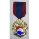 HALLMARKED SILVER GILT AND ENAMELLED MASONIC MEDAL- LAPIS REPROBATUS,