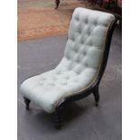 VICTORIAN EBONISED LOW SEATED NURSING CHAIR