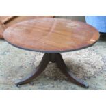 REPRODUCTION MAHOGANY LOW TILT TOP COFFEE TABLE ON CLAW SUPPORTS