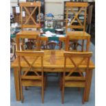 MODERN POLISHED WOODEN DINING TABLE AND SIX CHAIRS