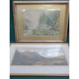 FRAMED LANDSCAPE SCENE WATERCOLOUR AND RIVERSIDE SCENE WATERCOLOUR