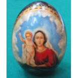 PRETTY PAINTED RUSSIAN EGG WITH RELIGIOUS DECORATION,