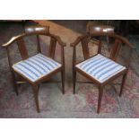 PAIR OF EDWARDIAN MAHOGANY INLAID CORNER ARMCHAIRS