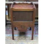 ANTIQUE MAHOGANY TAMBOUR FRONTED CABINET WITH SINGLE DRAWER