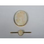 TWO 9ct GOLD CAMEO BROOCHES