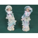 PAIR OF CONTINENTAL STYLE UNGLAZED BISQUE FIGURES,