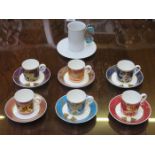 SET OF SIX VILLEROY & BOCH COFFEE CANS WITH SAUCERS AND ROSENTHAL CUP AND SAUCER