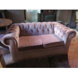 UPHOLSTERED TWO SEATER CHESTERFIELD STYLE BUTTON BACK SETTEE
