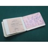 1930s AUTOGRAPH BOOK CONTAINING VARIOUS CRICKETERS INCLUDING DOUGLAS JARDINE, GEORGE DUCKWORTH,