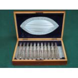 CASED PART SET OF ELEVEN HALLMARKED SILVER HANDLED FISH KNIVES AND FORKS