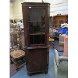 REPRODUCTION MAHOGANY CORNER CUPBOARD