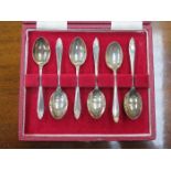 CASED SET OF SIX HALLMARKED SILVER TEASPOONS,