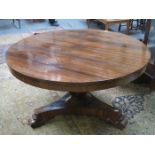 ANTIQUES ROSEWOOD TILT TOP CIRCULAR BREAKFAST TABLE ON TRIPOD SUPPORTS