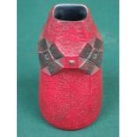 RED SECESSIONIST VASE, STAMPED AUSTRIA,