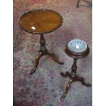 SHAPED TOPPED TRIPOD WINE TABLE AND TRIPOD SMOKER'S STAND