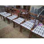 SET OF SIX REPRODUX MAHOGANY BRASS INLAID DINING CHAIRS