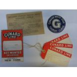 SMALL PARCEL OF CUNARD WHITE STAR LINE BAGGAGE LABELS