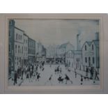 L S LOWRY, PENCIL SIGNED LIMITED EDITION POLYCHROME PRINT- THE LEVEL CROSSING,