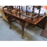 MAHOGANY DRAW LEAF TABLE ON BALL AND CLAW SUPPORTS