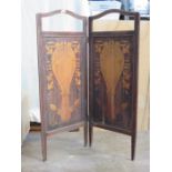 TWO FOLD ART NOUVEAU STYLE PEN WORK PANEL