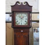 ANTIQUE MAHOGANY INLAID CASED LONGCASE CLOCK WITH HANDPAINTED,