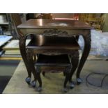 CARVED REPRODUCTION NEST OF THREE TABLES
