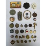 MIXED LOT INCLUDING COSTUME JEWELLERY, COINS, MEDALS AND BADGES, ETC.