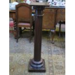 MAHOGANY COLUMN FORM TORCHERE STAND