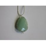 SILVER AND JADE COLOURED PENDANT ON CHAIN